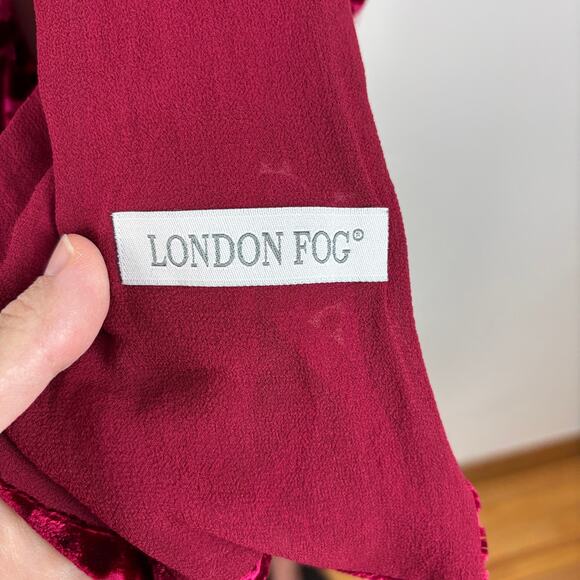 Vintage London Fog Red Velvet Burnout Rayon/Silk Scarf whimsigoth, fairy grunge - Picture 6 of 7